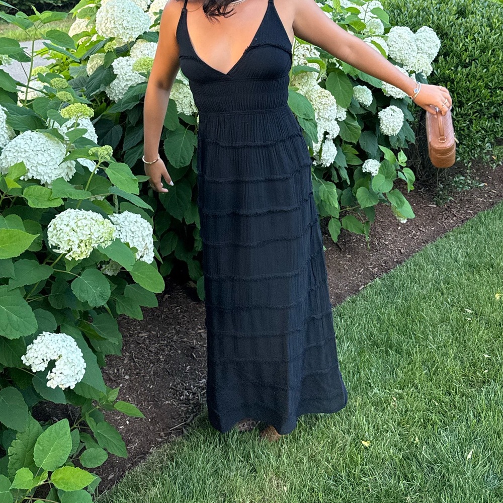 Black Tiered Maxi Dress with Spaghetti Straps